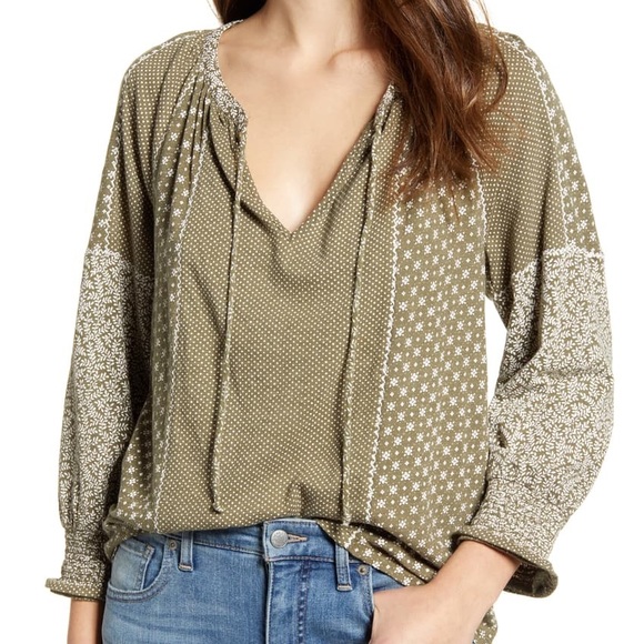 T-shirt Donna Lucky Brand Maniche Lunghe &ndash; Stampa Floreale Olive Multi Taglia 2X